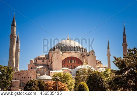 Saint Sophia, In Istanbul, Turkey During A Sunny Afternoon. Hagia Sophia Or Ayasofya Is A Former Byz