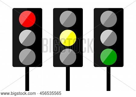 Cartoon Image With Traffic Lights. Vector Illustration. Stock Image.