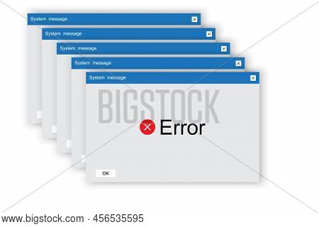 Glitched Error Warning Message. Web Page Template. Computer Interface.vector Illustration. Stock Ima