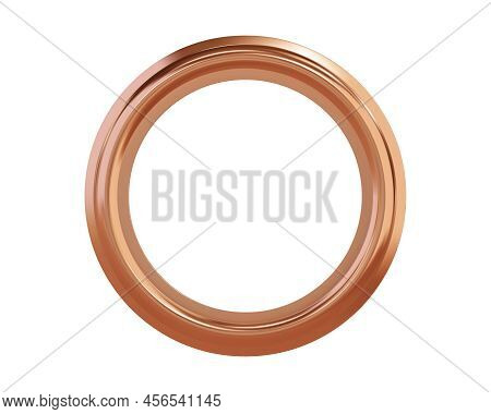 Copper Metal Grommet Ring For Paper, Card, Tag, Sticker Or Hanger Isolated On White Background