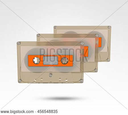 Old retro vintage Audio music cassette tape. Retro music audio cassette, 80s. 3D Rendered illustrati
