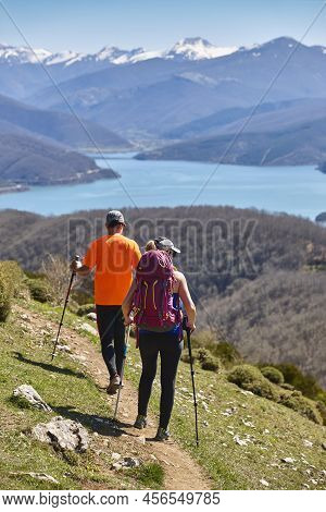 Hikkers In The Mountain. Healthy Lifestyle. Trekking