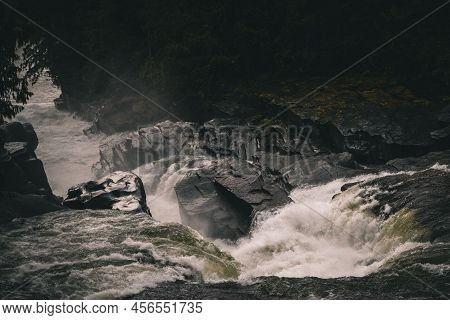 Shot Of The Skyomish River Clashing Along In The Forrest