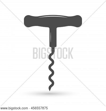 Corkscrew. The Icon Of The Device For Removing Corks From The Neck Of The Bottle. Flat Style.