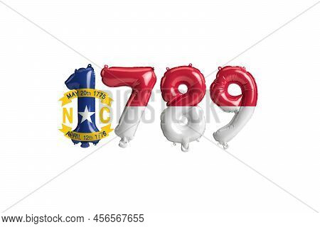 3d Illustration Of 1789 Balloon With North Carolina Flag Colors Isolated On White Background