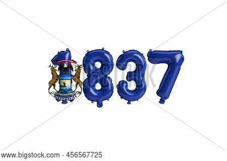 3d Illustration Of 1837 Balloon With Michigan Flag Colors Isolated On White Background
