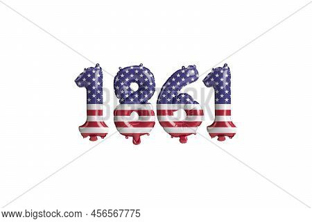 3d Illustration Of 1861 Balloon With Usa Flag Colors Isolated On White Background