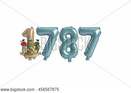 3d Illustration Of 1787 Balloon With Delaware Flag Colors Isolated On White Background