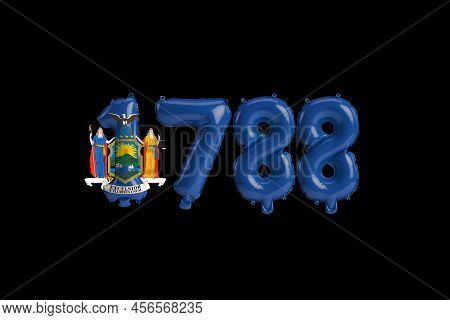 3d Illustration Of 1788 Balloon With New York Flag Colors Isolated On Black Background