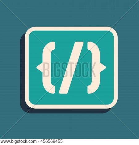 Green Programming Language Syntax Icon Isolated On Green Background. Syntax Programming File System.