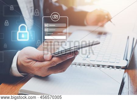 Cyber Security Concept,user Type Login, And Password,user Identification Information Security And En
