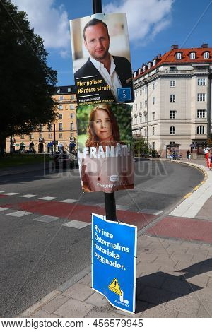Stockholm, Sweden - August 24, 2018: Christian Democrats (kristdemokraterna) And Centre Party (cente