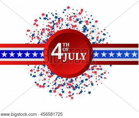 Fourth Of July Greeting Card Template. July 4 Usa.usa Celebration With Confetti Stars In National Co