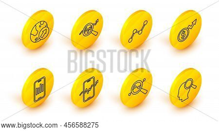 Set Line Search People, Data Analysis, Mobile Stock Trading, With Graph, Financial Growth Dollar, Gr