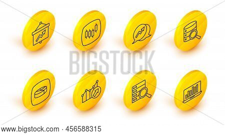 Set Line Laptop With Graph Chart, Server, Financial Growth, Pie Infographic, Browser Stocks Market A