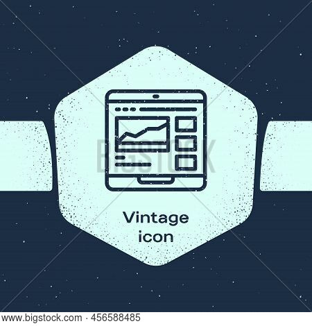 Grunge Line Trading Courses Icon Isolated On Blue Background. Distance Learning Finance Management, 