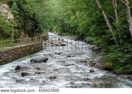 Valira Del Orient River In Cami Ral La Massanain Summer In Andorra.