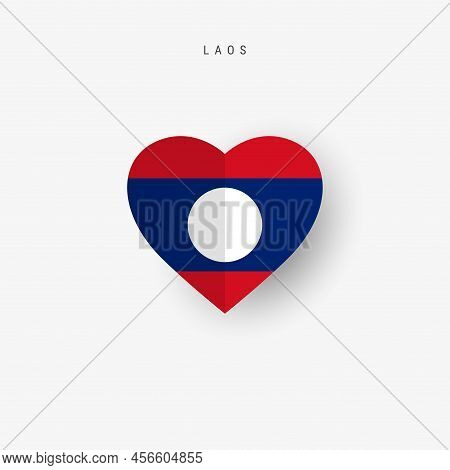Laos Heart Shaped Flag. Origami Paper Cut Laotian National Banner. 3d Vector Illustration Isolated O
