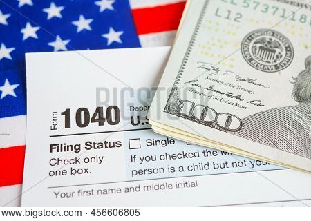 Tax Form 1040 U.s. Individual Income Tax Return, Business Finance Concept.