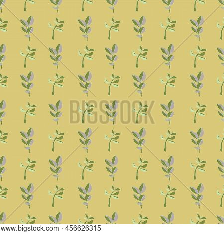 Mustard Succulent Repeat Pattern Vector Print Background