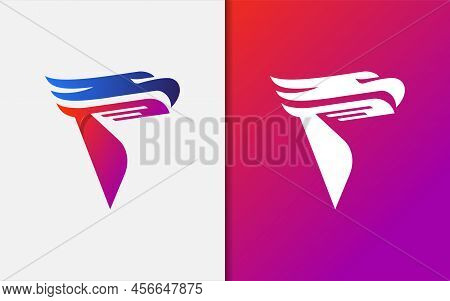 Creative Letter F Logo Design With Abstract Falcon Head Style Concept. Monogram Vector Logo Illustra