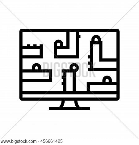 Puzzle Platform Video Game Line Icon Vector. Puzzle Platform Video Game Sign. Isolated Contour Symbo