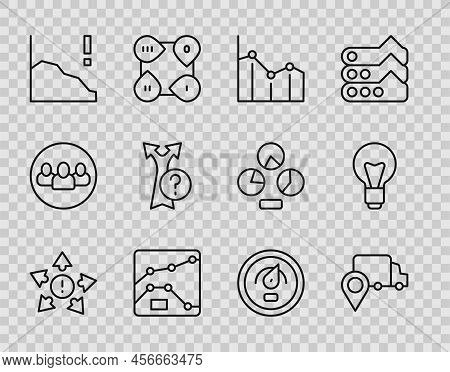 Set Line Many Ways Directional Arrow, Delivery Tracking, Pie Chart Infographic, Graph, Chart, Diagra