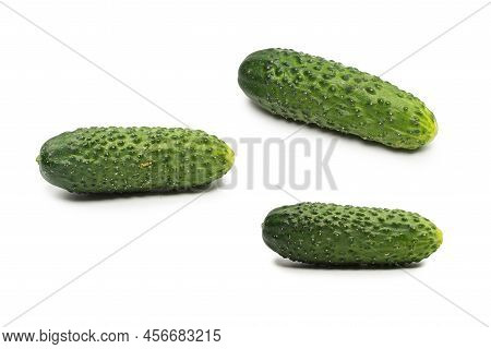 Fresh Green Cucomber Isolated On A White Background.