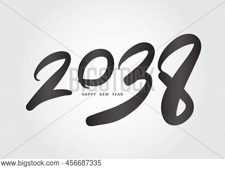 2038 Year, Happy New Year 2038 Vector, 2038 Number Design Vector Illustration, Black Lettering Numbe