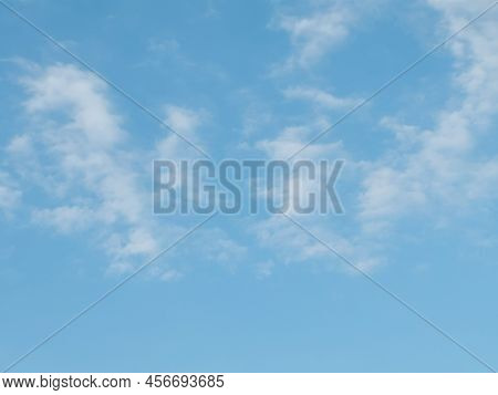 Full Frame Of Pretty Blue Sky With Pale White Cloud Formation
