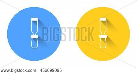 White Rasp Metal File Icon Isolated With Long Shadow Background. Rasp For Working With Wood And Meta