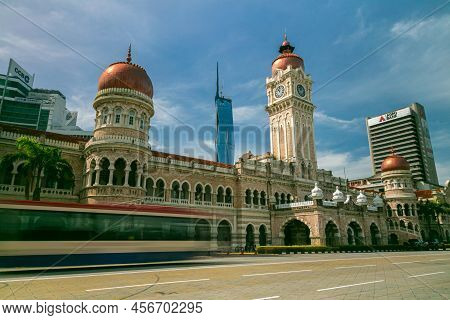 Kuala Lumpur, Malaysia - June 12, 2022: Old And New Icon Of The Malaysian Capital. The Clock Tower O