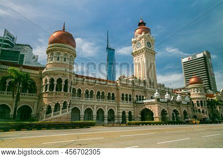 Kuala Lumpur, Malaysia - June 12, 2022: Old And New Icon Of The Malaysian Capital. The Clock Tower O