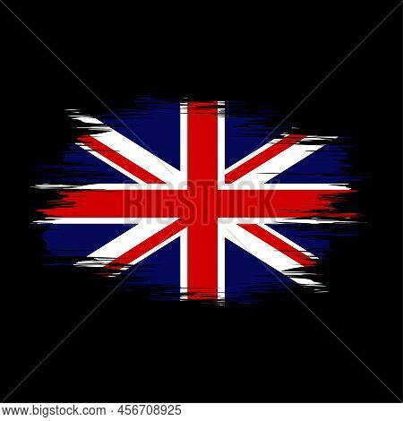Flag Great Britain Brush. Retro Watercolor Web Banner. Grunge Texture.vector Illustration. Stock Ima