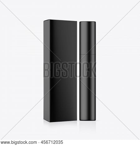 Eyeliner Tube With Box Mockup Isolated On White Background, Mascara Tube Mockup For Branding And Pro