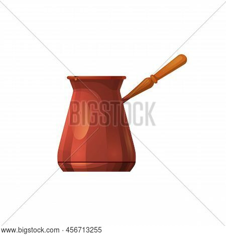 Turkish Coffee Pot Or Ibrik, Vector Icon Or Mockup. Traditional Turkish Home Utensil For Brewing Gro