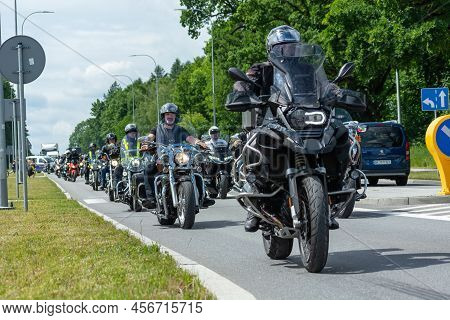 Chelm, Lubelskie, Poland - June 18, 2022: Motorcycle Rally In Chelm For Motokropla 2022, Drive Throu