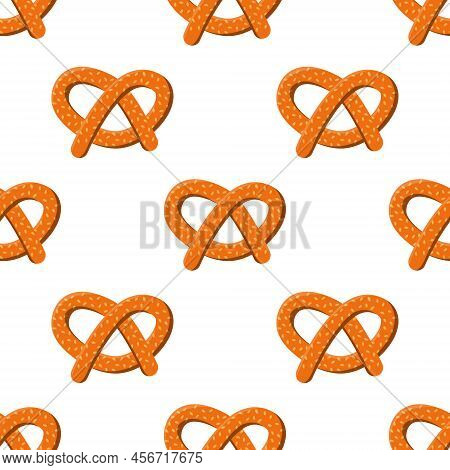 Seamless Bretzel Pattern. Vector Illustration On A White Background.