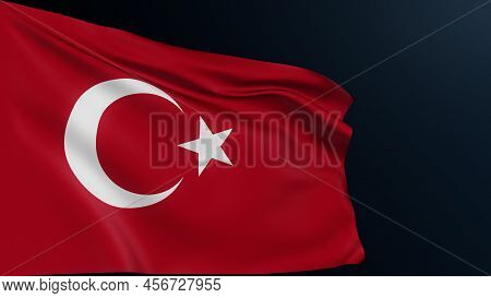 Turkey Flag. Ankara Sign. Transcontinental Country. Red Turkish Official National Symbol Of Celebrat