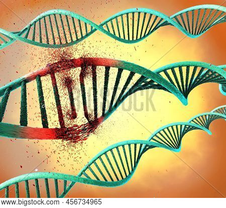 Damaged Ribonucleic Acid Or  Dna Strand - 3d Illustration