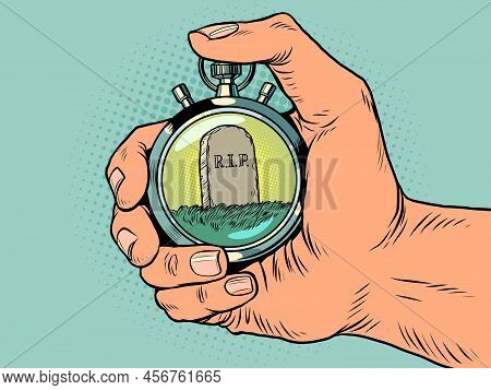 Death Plate Death End Of Life Sports Stopwatch, Speed Meter. Time Clock Arrows Are An Accurate Instr