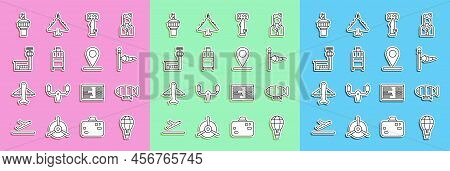 Set Line Hot Air Balloon, Airship, Cone Meteorology Windsock Wind Vane, Aircraft Steering Helm, Suit