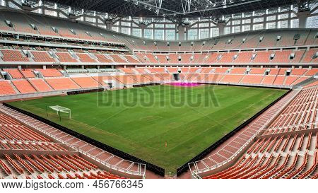Construction Of New Tribune Football Stadium For Upcomming Indonesia Team. Jakarta International Sta