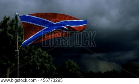 Novorossia Flag For National Holiday On Dark Storm Clouds - Abstract 3d Illustration