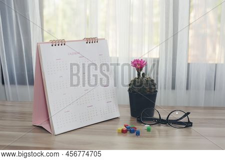 2022 Calendar Desk Place On The Table. Desktop Calender For Planner To Plan Agenda, Timetable, Appoi