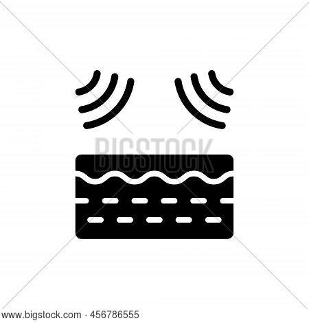 Ultrasonic Wave Influence On Skin Silhouette Icon. Laser Removal Of Skin Problem Black Pictogram. Be