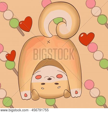 A Sweet And Satisfied Shiba Looks At You. Patern Shows Love