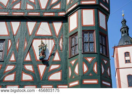 Beautiful City Buildings Of Old Town Fulda, German City In Hesse.