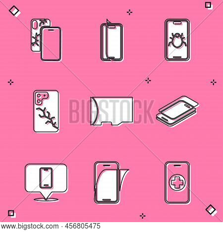 Set Mobile With Broken Screen, Glass Protector, System Bug On Mobile, Micro Sd Memory Card, Phone Re