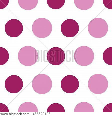 Seamless Vector Pink And Wine Circles, Spots On White Background Pattern. Suitable For Packaging, Gi
